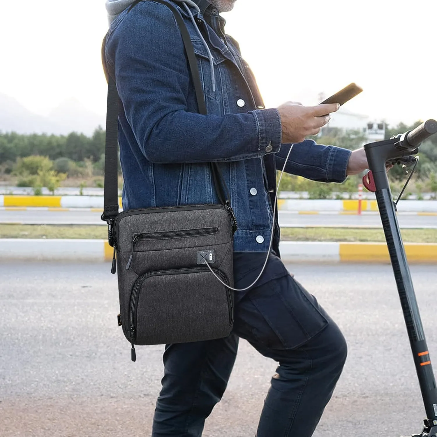Tablet Shoulder Sleeve Bag Compatible with 12.9-inch New iPad Pro (5th/4th/3rd Gen) 2022-2018 with Magic Keyboard and Smart Keyboard Folio or Slim Folio Pro Case, (12.9 inch, Dark Grey)