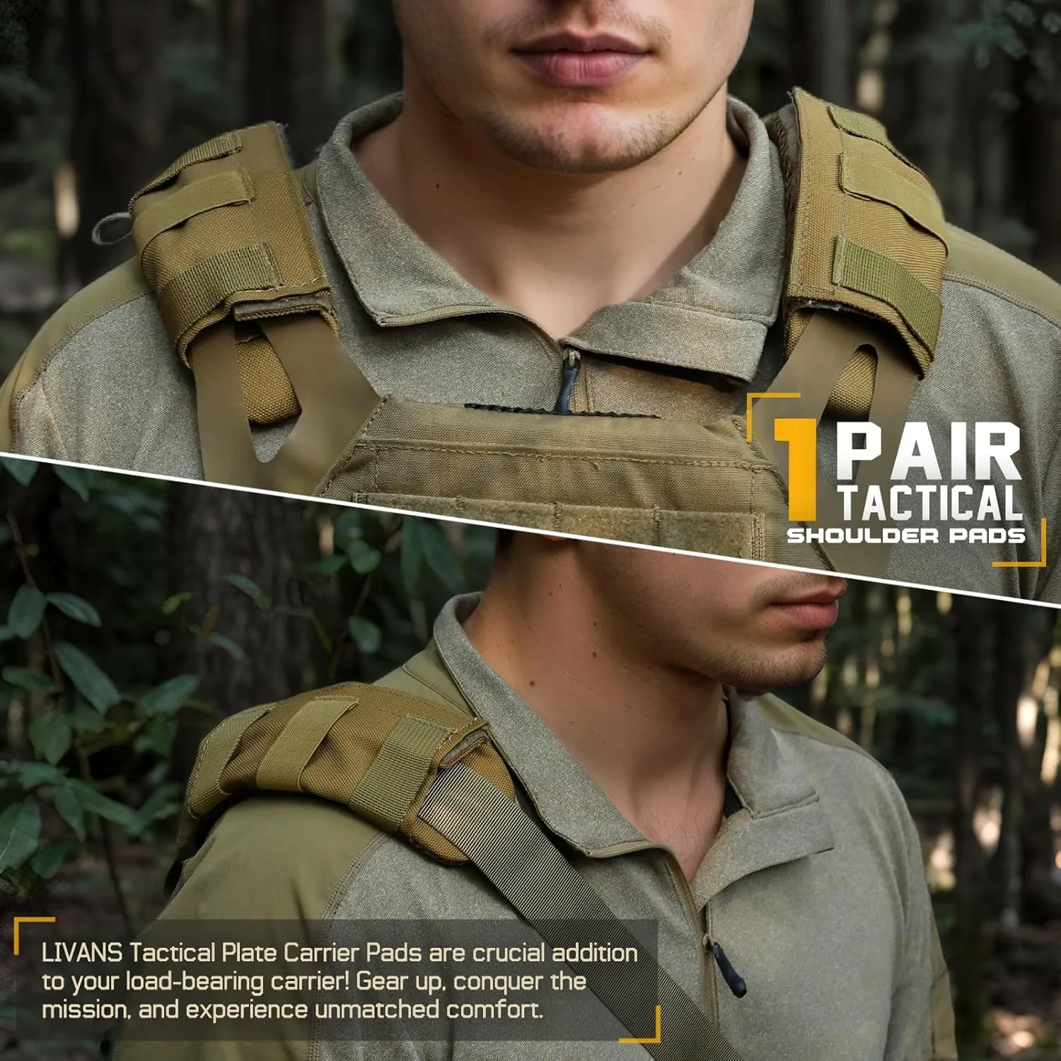 Tactical Plate Carrier Shoulder Pads, 2 Pack Shoulder Strap Pad Backpack Strap Cushion Pads Vest Shoulder Pads Bag Strap Pad Backpack Accessories Fit Up to 3.1" Strap