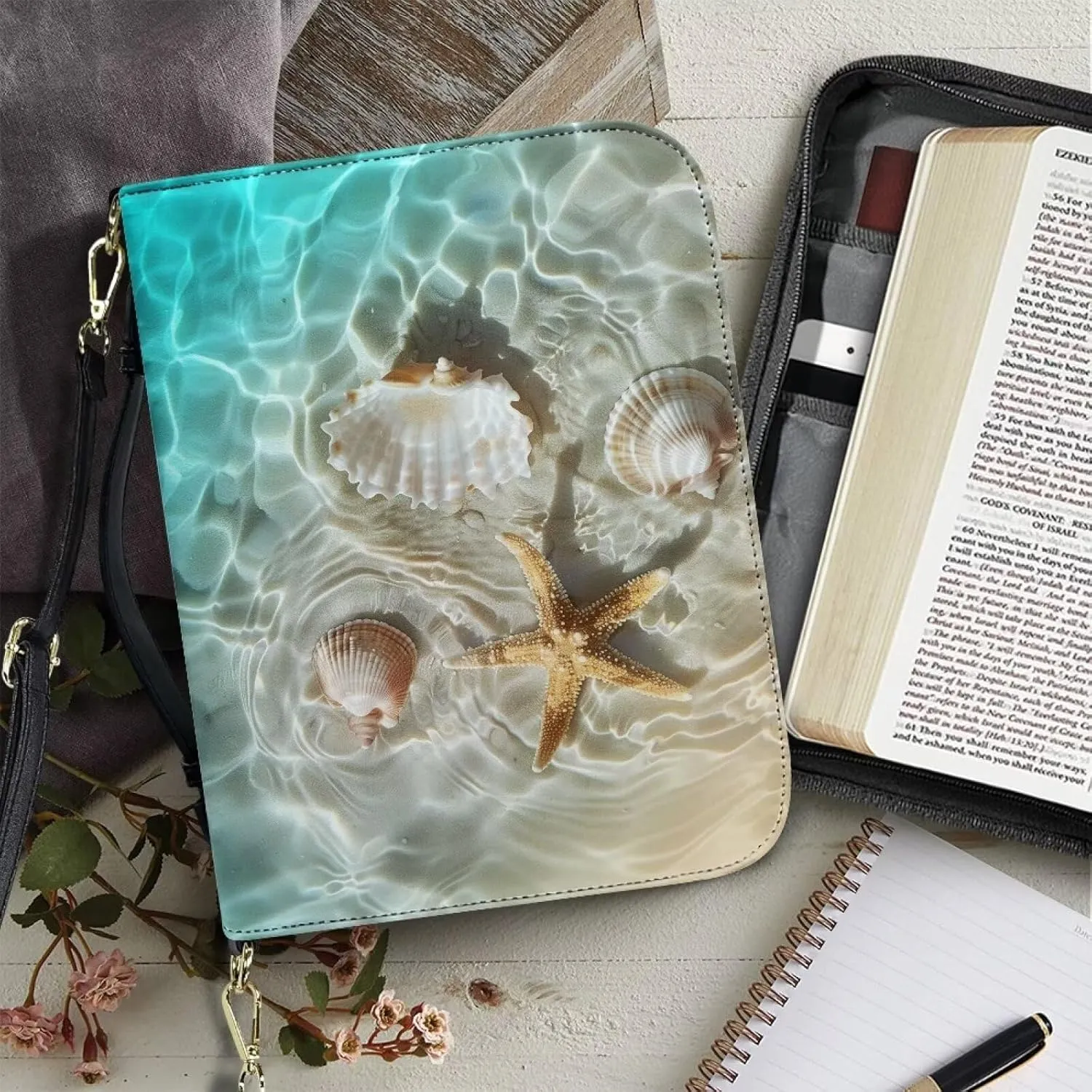 Talayituse Bible Cover for Women Men PU Leather Bible Case Bible Carrying Case Bible Tote Bag with Detachable Shoulder Strap