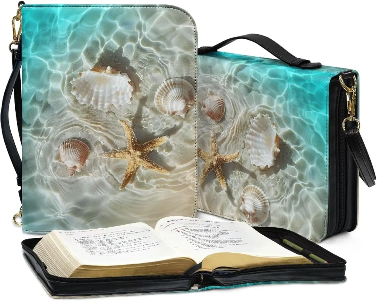 Talayituse Bible Cover for Women Men PU Leather Bible Case Bible Carrying Case Bible Tote Bag with Detachable Shoulder Strap