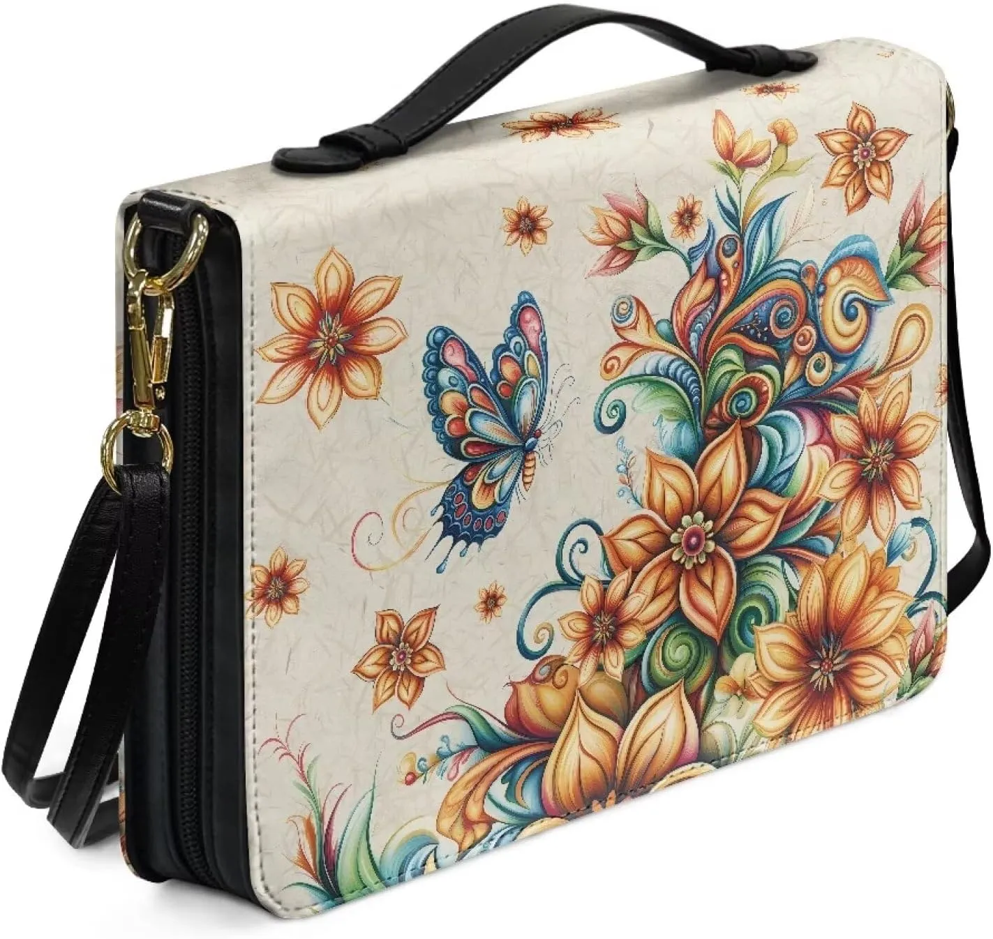 Talayituse Bible Cover for Women Men PU Leather Bible Case Bible Carrying Case Bible Tote Bag with Detachable Shoulder Strap