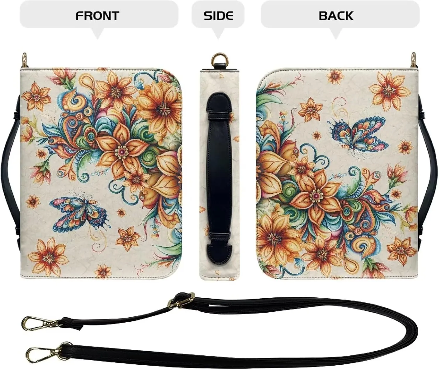 Talayituse Bible Cover for Women Men PU Leather Bible Case Bible Carrying Case Bible Tote Bag with Detachable Shoulder Strap