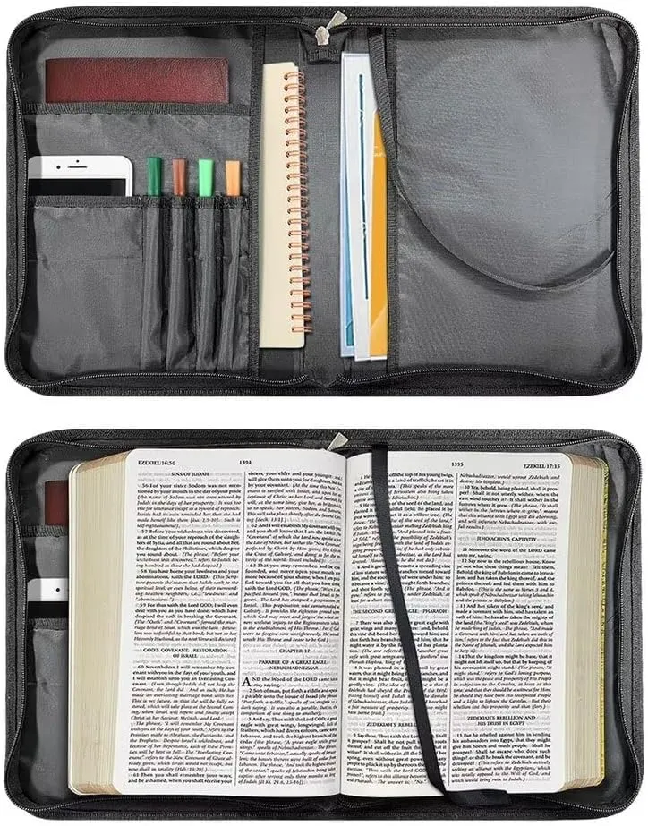 Talayituse Cross Galaxy Cloud Print Bible Cover for Women Men, Multifunctional Bible Bags with Shoulder Strap, PU Leather Bible Case Book Cover Tote Bag Bible Accessories with Handl, 2XL