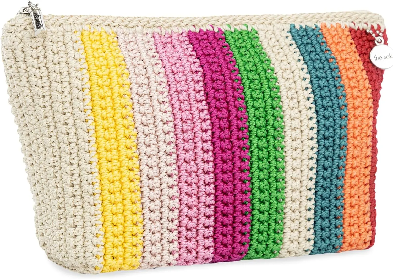 The Sak Essential Medium Pouch in Hand-Crochet, Travel Bag with Zipper Closure