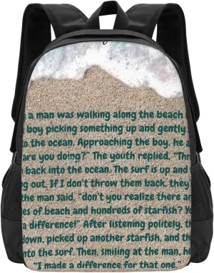 The Starfish Story, You Can Make A Difference Lightweight Packable Backpack Travel Casual Large Capacity Daypack Foldable Backpack For Men Women