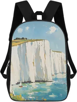 The White Cliffs of Dover Fashion 17 Inch Backpack Simple Shoulders Daypacks Lightweight Laptop Bag Travel Gear