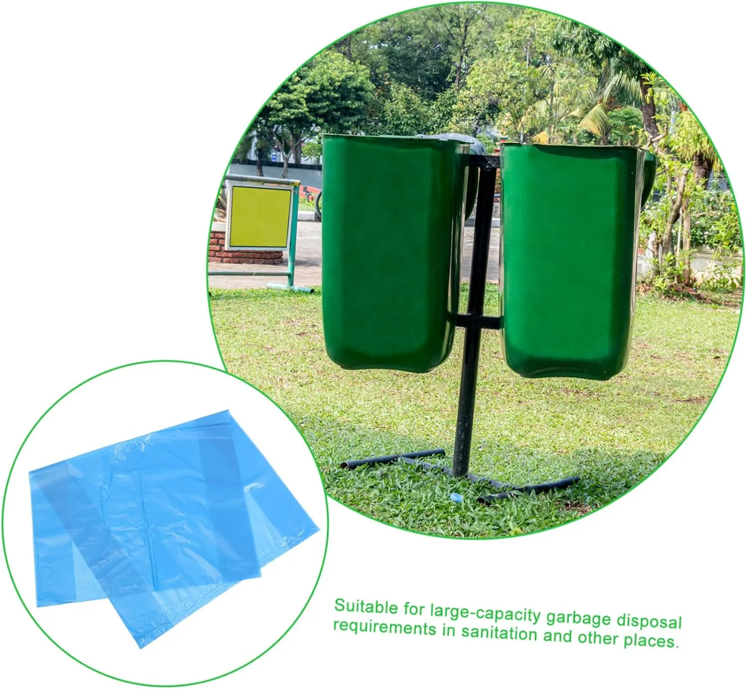 Thickened Anti-tear Trash Bags 50 Pack 80x100cm Blue Large Capacity Kitchen Bathroom Liners Garbage Bags for Office School Hotel