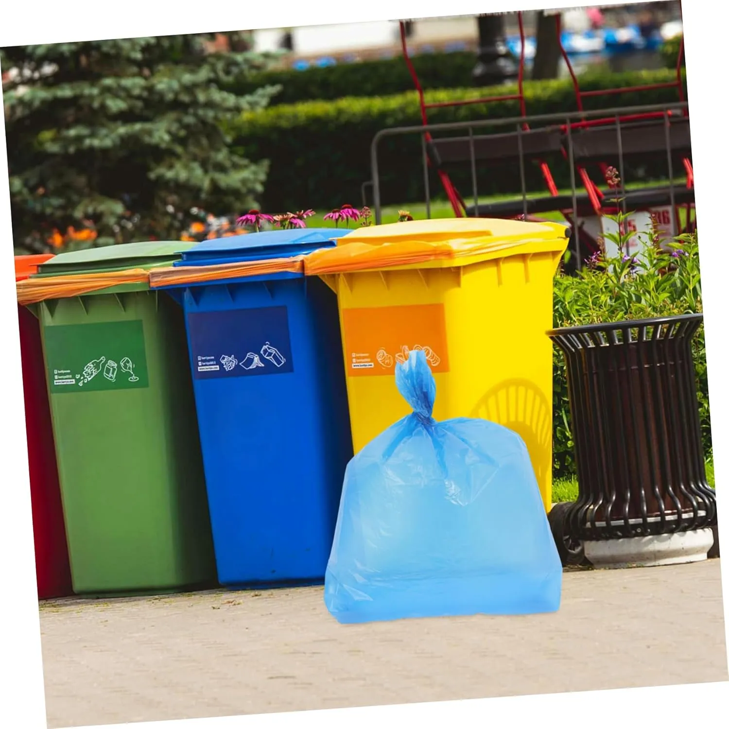 Thickened Anti-tear Trash Bags 50 Pack 80x100cm Blue Large Capacity Kitchen Bathroom Liners Garbage Bags for Office School Hotel