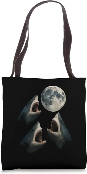 Three Sharks Moon - Wildlife Sea Lover Marine Biology Tote Bag