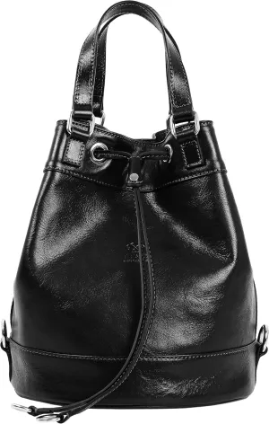 Time Resistance Leather Bucket Bag Full Grain Real Leather Tote Bag for Women