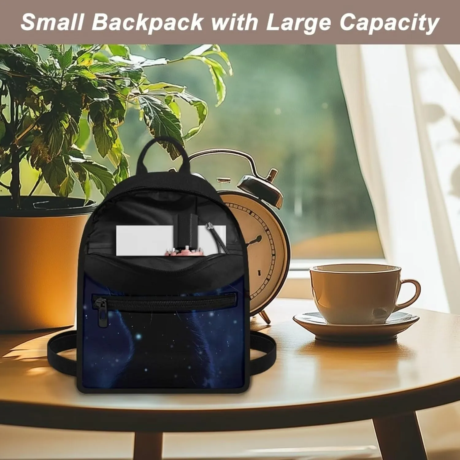 Toddler Girl Backpack for 2 Year Old Black Cat Butterfly Bookbag Handbag With Handles Portable Mini Daycare for Travel Casual Hiking