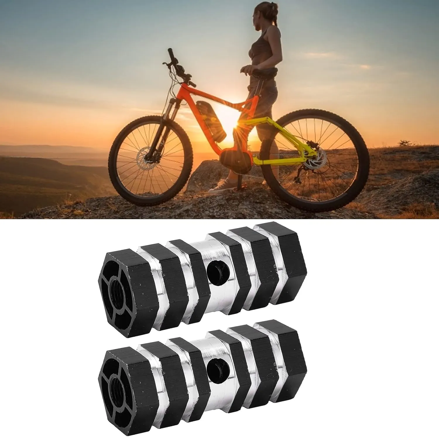 Topyond Bike Pegs, Aluminum Alloy Mountain Cycling Foot Pegs, Anti Skid Design, Easy Installation, Stylish Look, Suitable for All Bikes