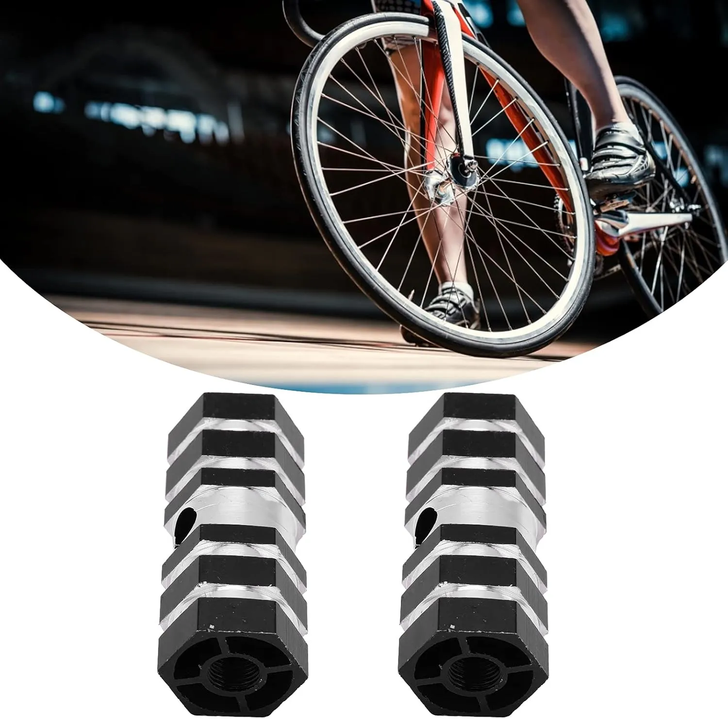 Topyond Bike Pegs, Aluminum Alloy Mountain Cycling Foot Pegs, Anti Skid Design, Easy Installation, Stylish Look, Suitable for All Bikes