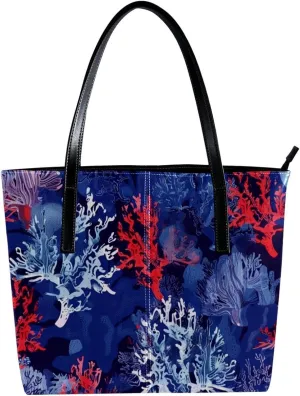 Tote Bag, Large Tote Bag, Women's Tote Handbags, Marine Color Coral, Womens Tote Bag