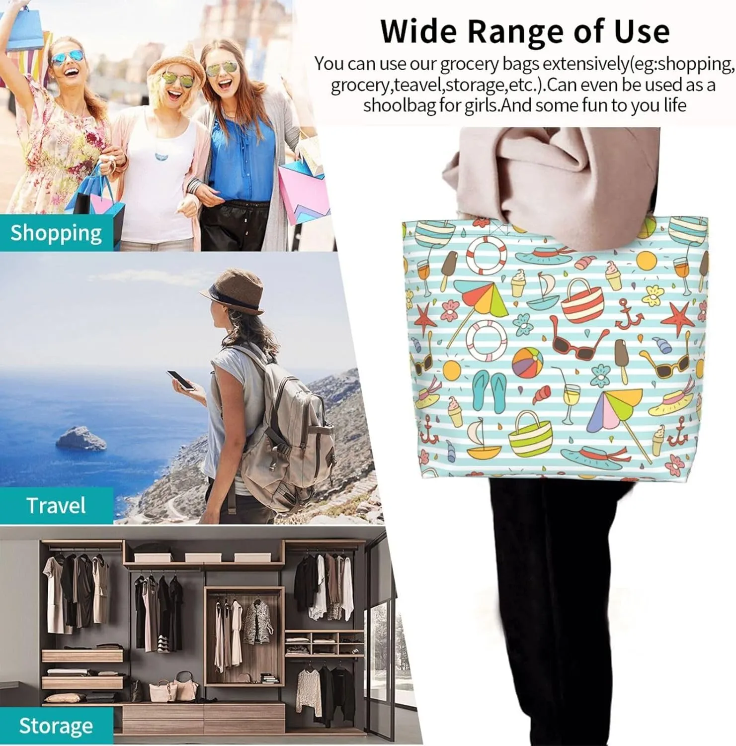 Tote Shoulder Bag Large Durable Handbag Lightweight Stylish for Daily Use-19.7x15.7x5.9 Inch