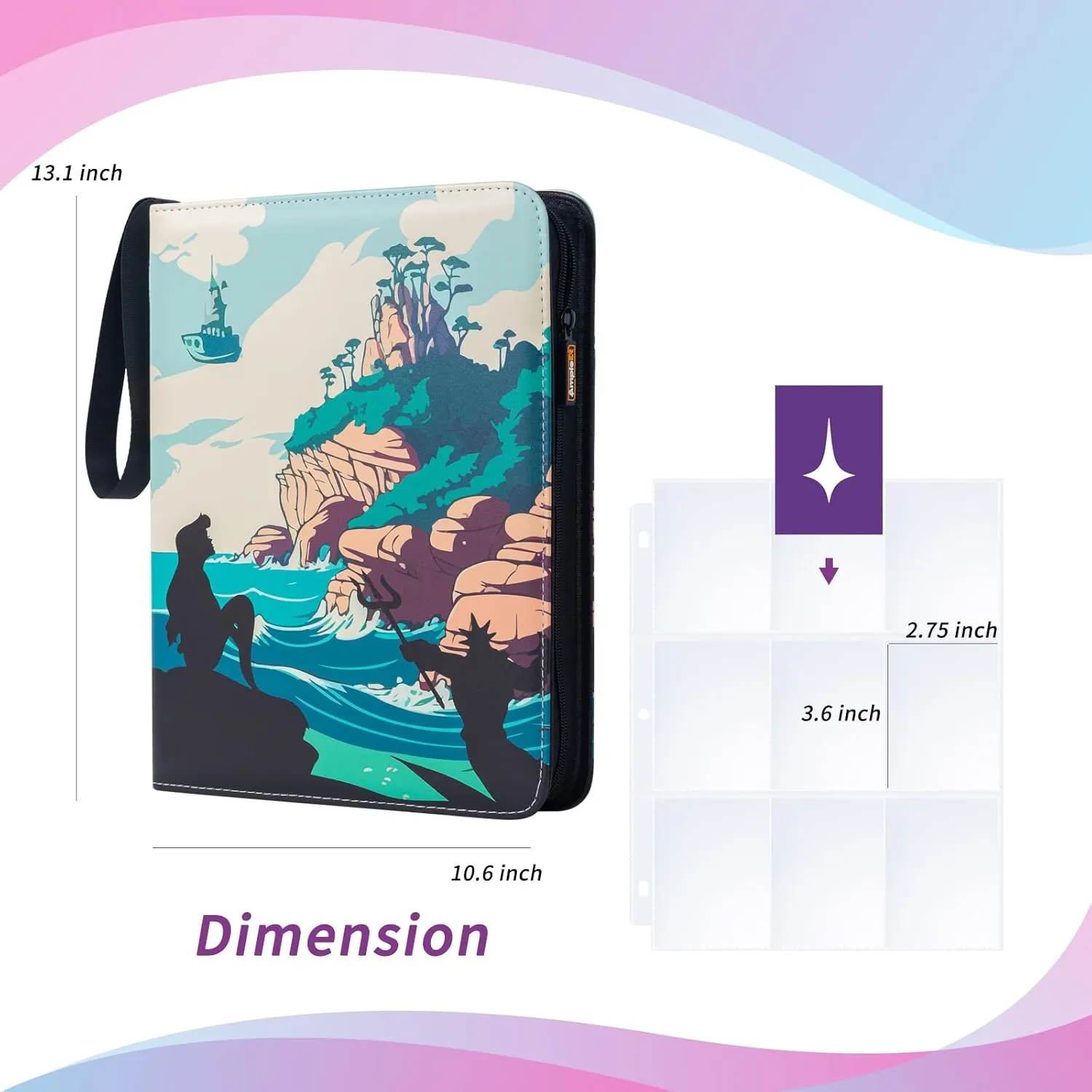 Trading Card Binder, 9 Pocket Sleeves Compatible with 900 Lorcana Cards, fits for MTG TCG Storage Display Collection (AR)