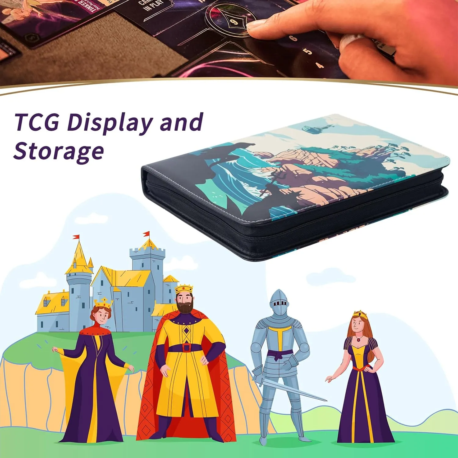 Trading Card Binder, 9 Pocket Sleeves Compatible with 900 Lorcana Cards, fits for MTG TCG Storage Display Collection (AR)