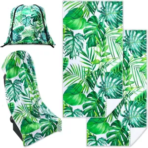 Tranqun 2 Pack Monstera Tropical Plants Car Seat Towel Covers with Storage Bag Seat Post Workout Sweat Washable Cover Non Slip Car Towel for Dog Pet Workout Outdoor Sport Activities