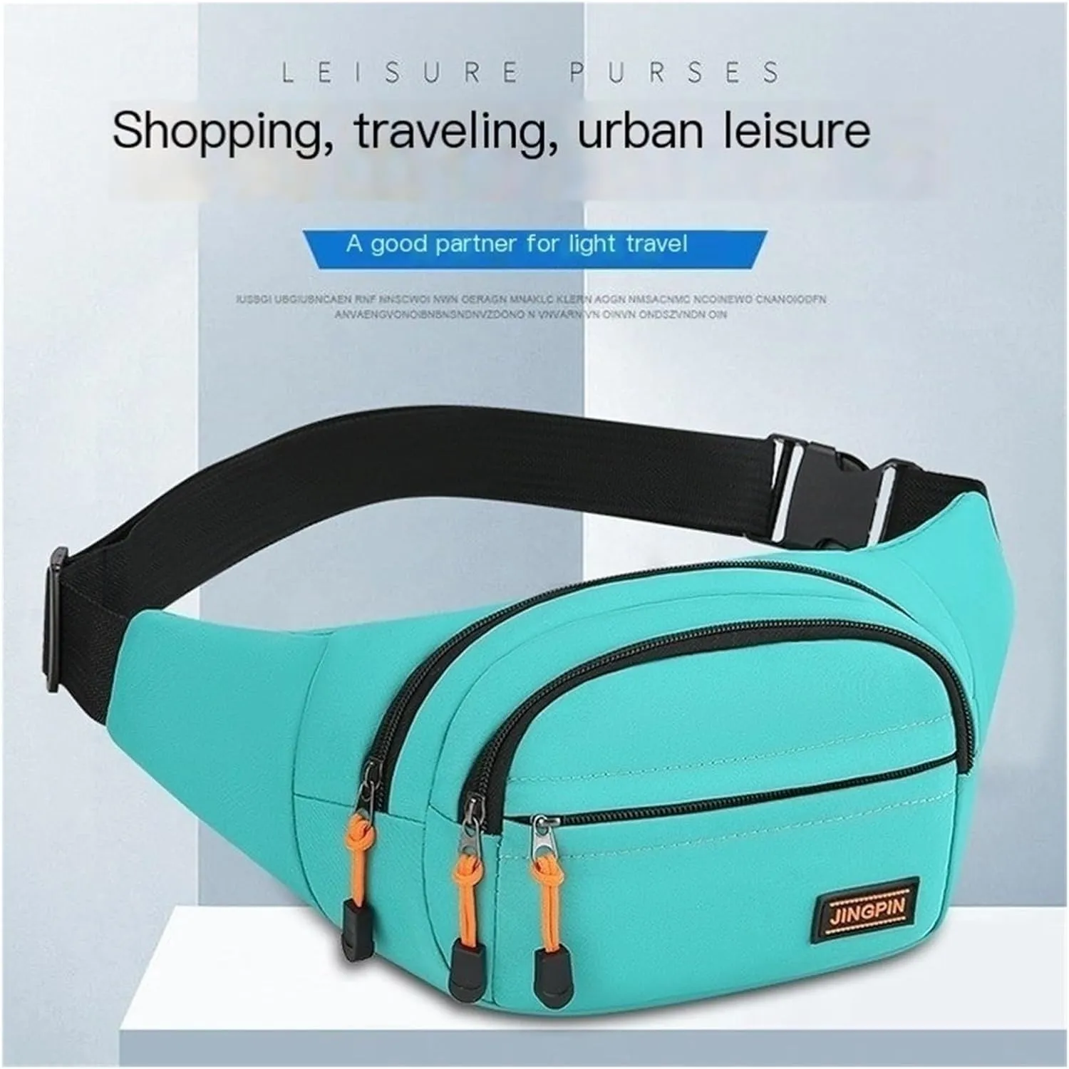 Travel bag, travel waist bag, waterproof Oxford cloth, small compartment classification, suitable for sports riding,(Green)