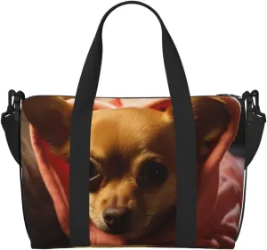 Travel Duffel Bag for Women Men Weekender Bags Sports Gym Bag Depressed Chihuahua Travel Bag Carry on Overnight Bag Waterproof Luggage Bag with Shoulder Strap