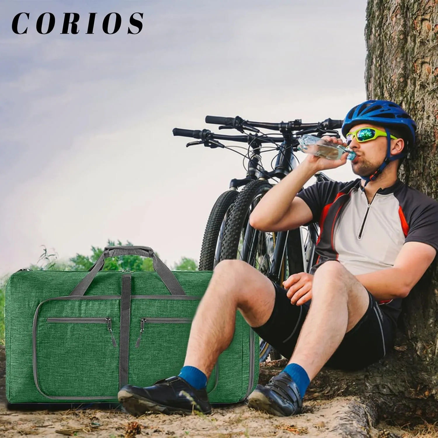Travel Duffle Bag for Men/Women 115L Foldable Sport Duffel Bag Gym Tote Bag with Shoes Compartment Large Overnight Bag Weekend Shoulder Bag Carry On Luggage Hospital Bag Dark Green B
