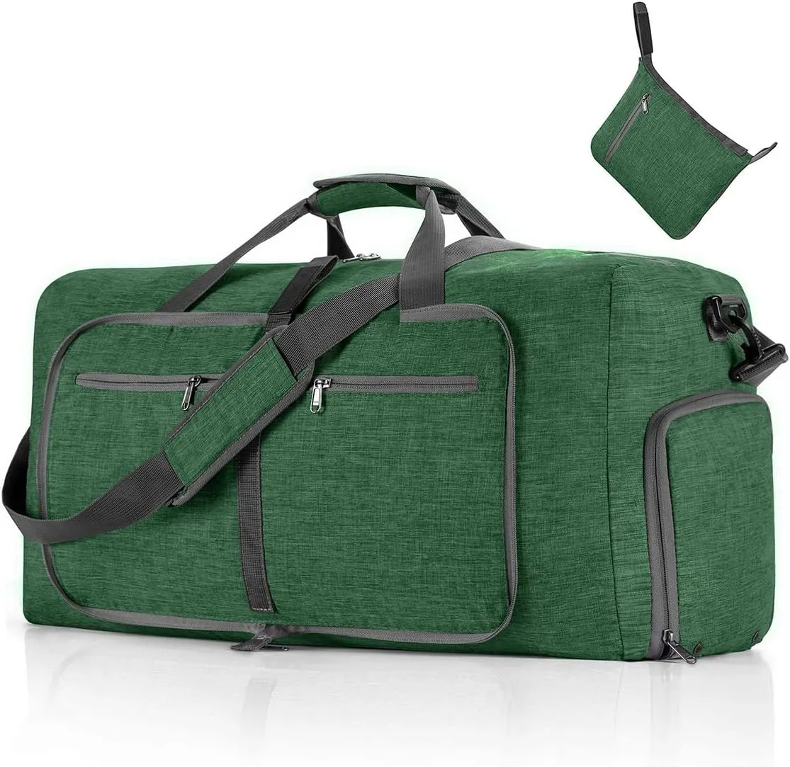 Travel Duffle Bag for Men/Women 115L Foldable Sport Duffel Bag Gym Tote Bag with Shoes Compartment Large Overnight Bag Weekend Shoulder Bag Carry On Luggage Hospital Bag Dark Green B