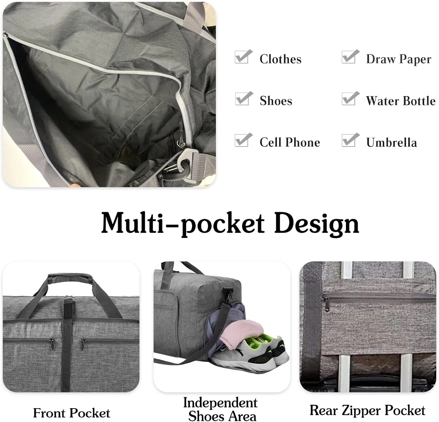 Travel Duffle Bag for Men/Women 115L Foldable Sport Duffel Bag Gym Tote Bag with Shoes Compartment Large Overnight Bag Weekend Shoulder Bag Carry On Luggage Hospital Bag Dark Green B