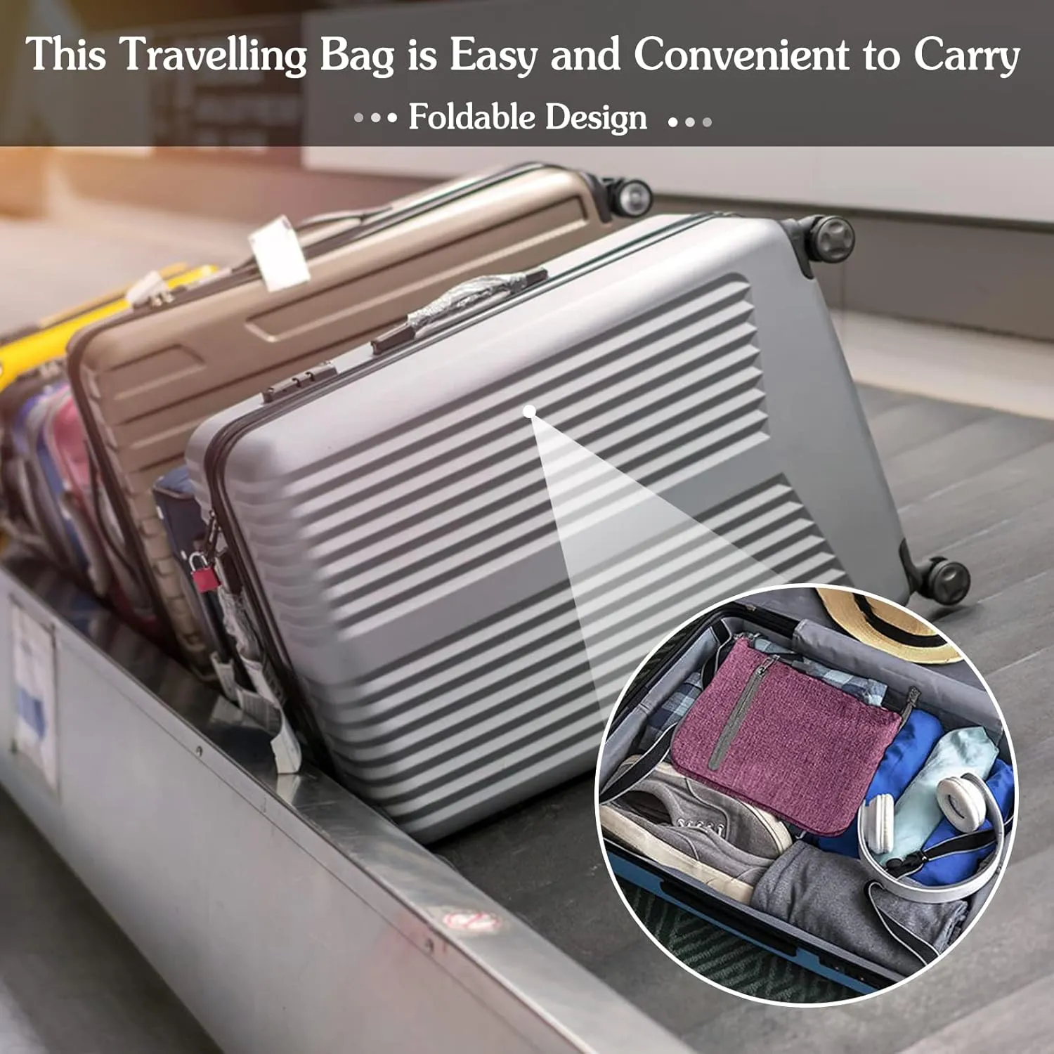 Travel Duffle Bag for Men/Women 65L Foldable Sport Duffel Bag Gym Tote Bag with Shoes Compartment Large Overnight Bag Weekend Shoulder Bag Lightweight Carry On Luggage Hospital Bag Dark Purple