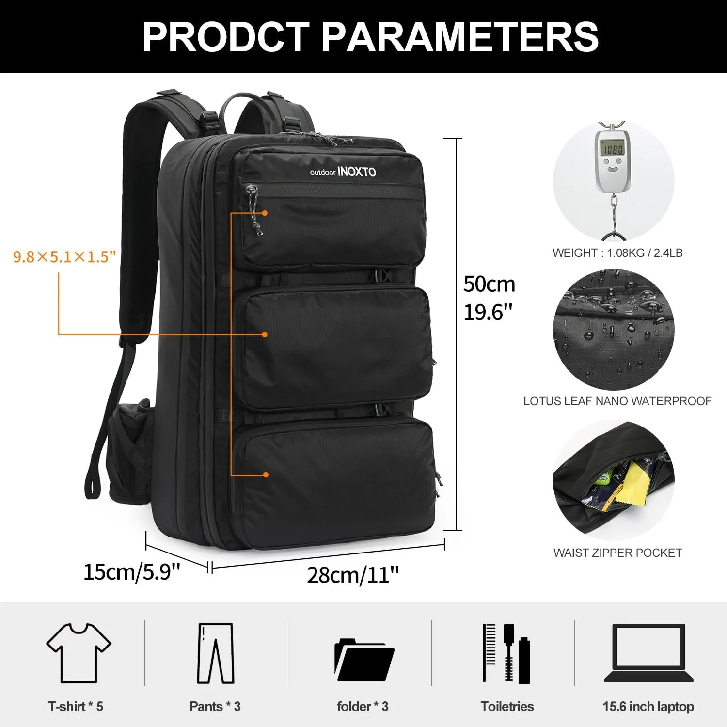 Travel Laptop Backpack,15.6 Inch Business Flight Approved Carry on Backpack,Large Anti Theft Backpack College Computer Bag for Men Women,Black
