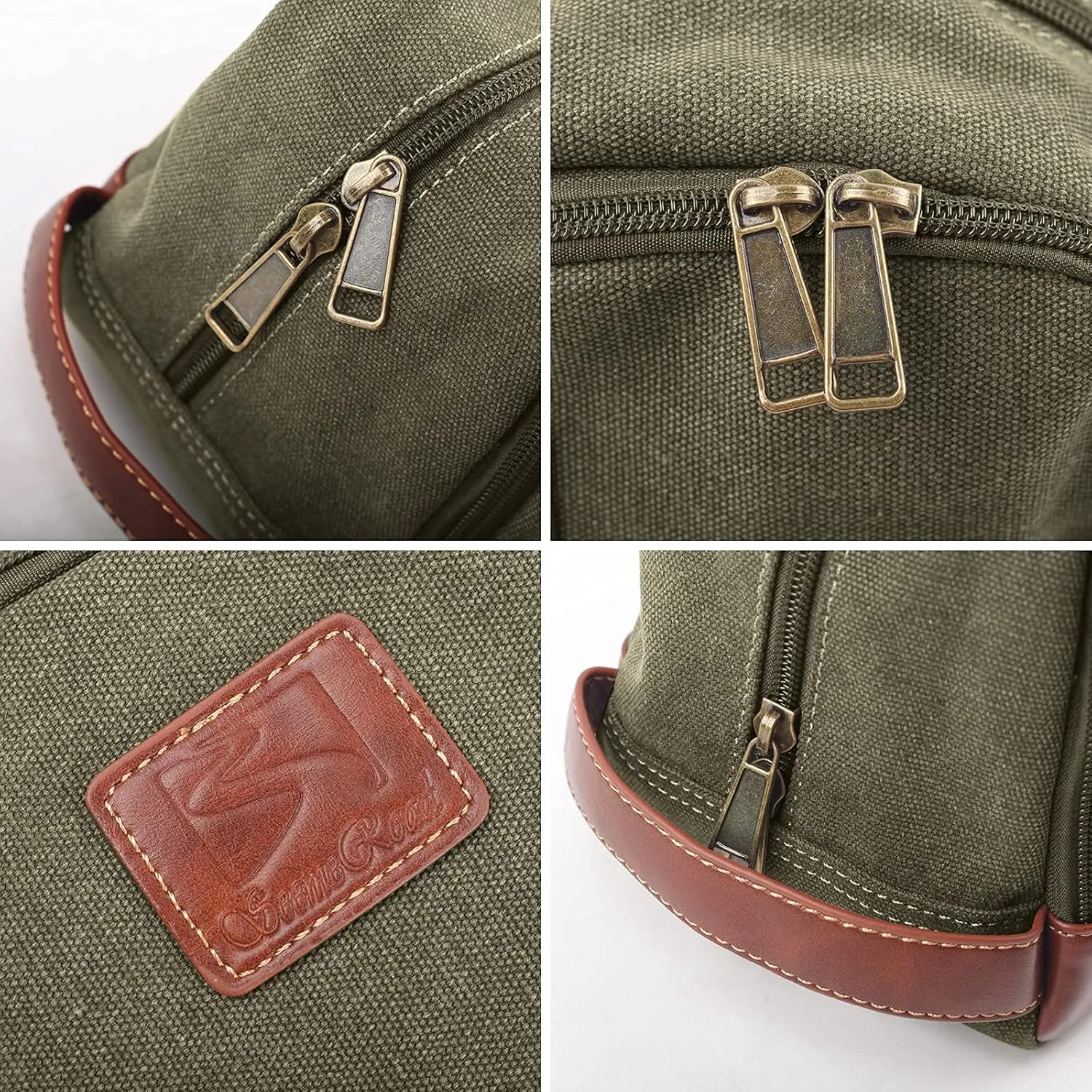 Travel Toiletry Bag for Men and Women, Canvas Toiletry Organizer Water-Resistant Vegan Leather, Hanging Dopp Kit Shaving Bag for Toiletries Accessories