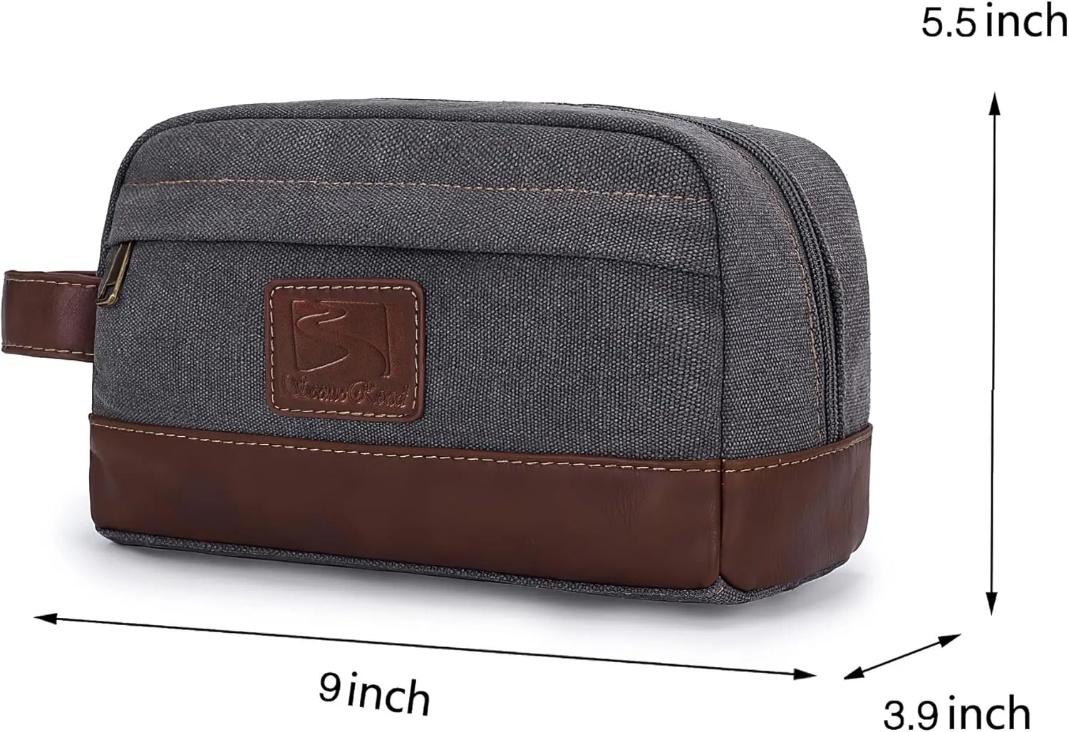 Travel Toiletry Bag for Men and Women, Canvas Toiletry Organizer Water-Resistant Vegan Leather, Hanging Dopp Kit Shaving Bag for Toiletries Accessories