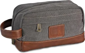 Travel Toiletry Bag for Men and Women, Canvas Toiletry Organizer Water-Resistant Vegan Leather, Hanging Dopp Kit Shaving Bag for Toiletries Accessories