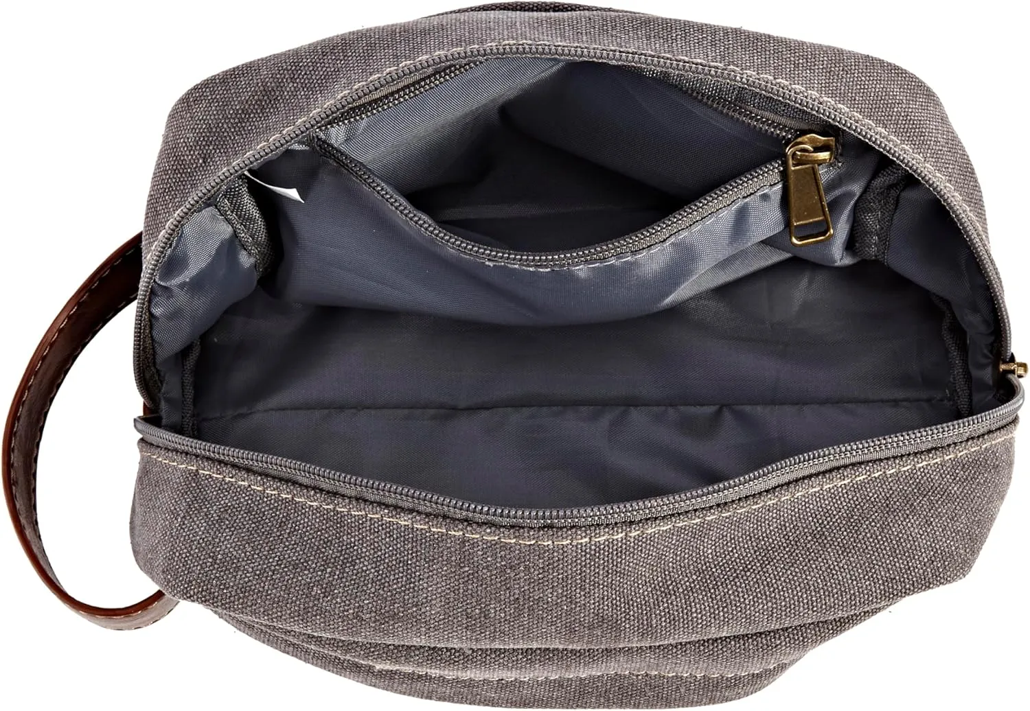 Travel Toiletry Bag for Men and Women, Canvas Toiletry Organizer Water-Resistant Vegan Leather, Hanging Dopp Kit Shaving Bag for Toiletries Accessories