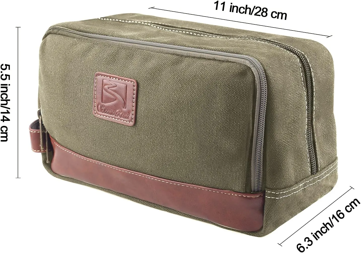 Travel Toiletry Bag for Men and Women, Canvas Toiletry Organizer Water-Resistant Vegan Leather, Hanging Dopp Kit Shaving Bag for Toiletries Accessories