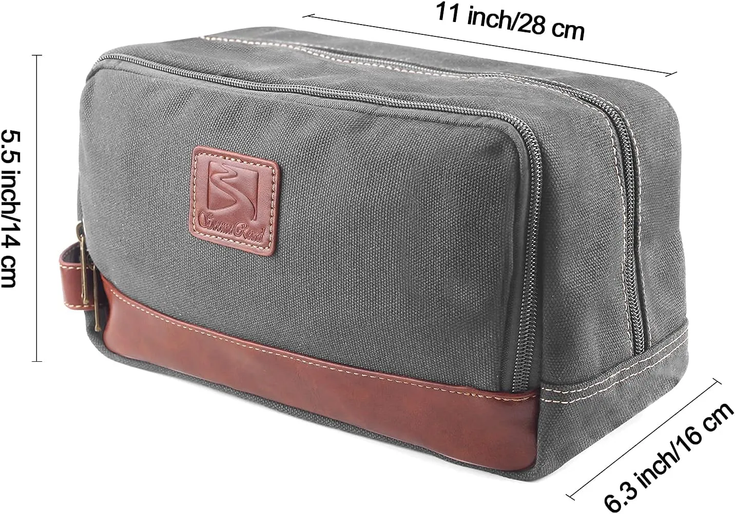 Travel Toiletry Bag for Men and Women, Canvas Toiletry Organizer Water-Resistant Vegan Leather, Hanging Dopp Kit Shaving Bag for Toiletries Accessories