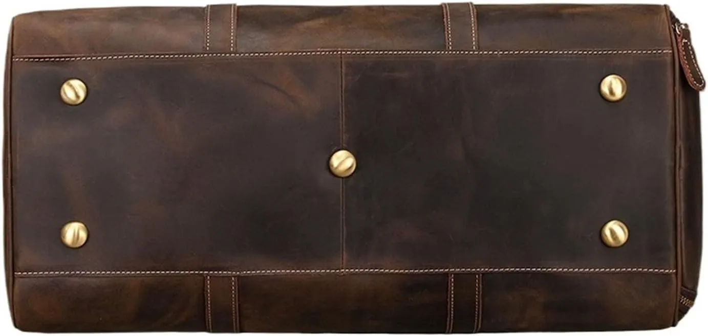 Travel Tote Bags Fashion Vintage Leather Travel Hand Luggages Men's Duffle Handbags Travelling Business Tote Bag Designer Bag Fit for Men Gift Travel Tote Bag(Dark Brown1 Laser)