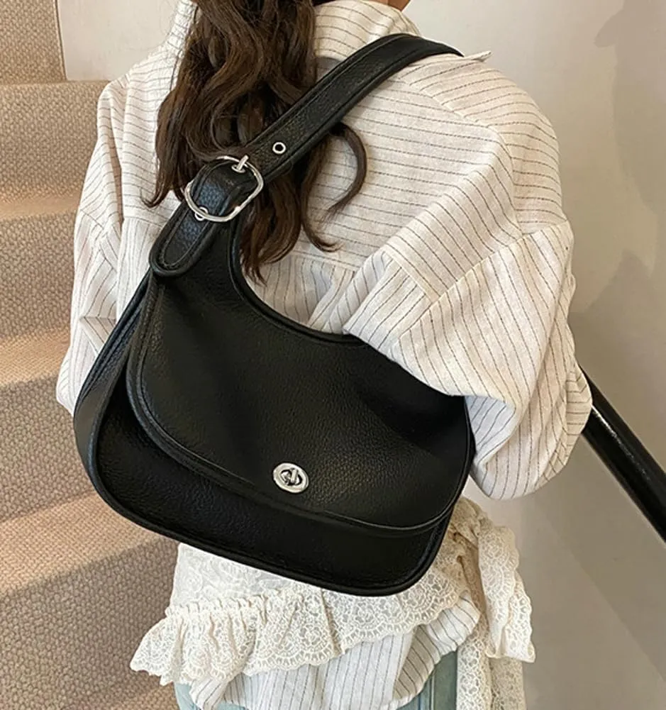 Trendy Vegan Leather Shoulder Bags for Women Small Y2k Tote Purse Handbags Designer Underarm Satchels 2025
