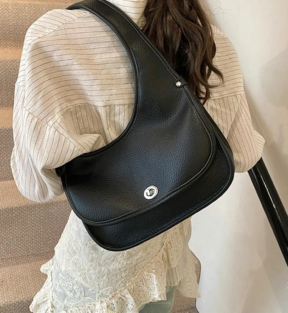 Trendy Vegan Leather Shoulder Bags for Women Small Y2k Tote Purse Handbags Designer Underarm Satchels 2025