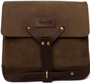 Trip Machine Company Genuine Leather Vintage Handmade Messenger Bag Cross Body Adjustable Shoulder Strap Satchel Motorcycle Mount Pannier - Dark Brown 10"