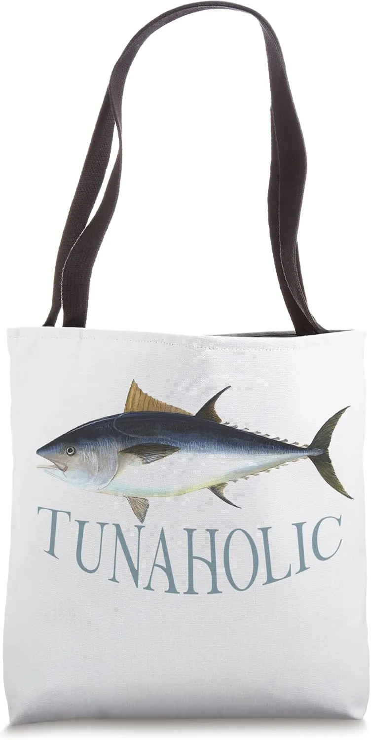 Tunaholic Bluefin Tuna Fish Illustration Fishing Fisherman Tote Bag