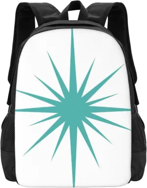 Turquoise Blue Mid Century Modern Retro Lightweight Packable Backpack Travel Casual Hiking Daypack Foldable Backpack For Men Women