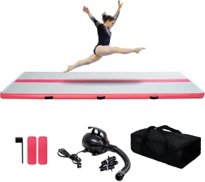 Tuxedo Sailor Inflatable Gymnastics Tumbling Mat Tumble Track 10/13ft 4/6in Thickness Floor Mat With Electric Air Pump for Gymnastics/Training/Home/Cheerleading/Water/Gym/Yoga