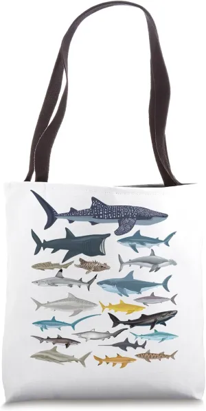 Types of Sharks Shark Species Identification Ocean Lovers Tote Bag
