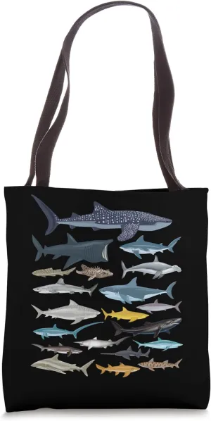 Types of Sharks Shark Species Identification Ocean Lovers Tote Bag