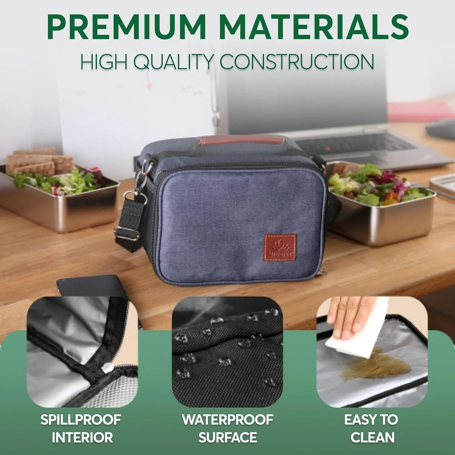Umami Adult Lunch Box for Women/Men, Small Insulated Bag, Perfect Capacity, Reusable & Easy to Clean Office Lunch Bag for Women/Men, Practical Cooler Tote, Classic Denim