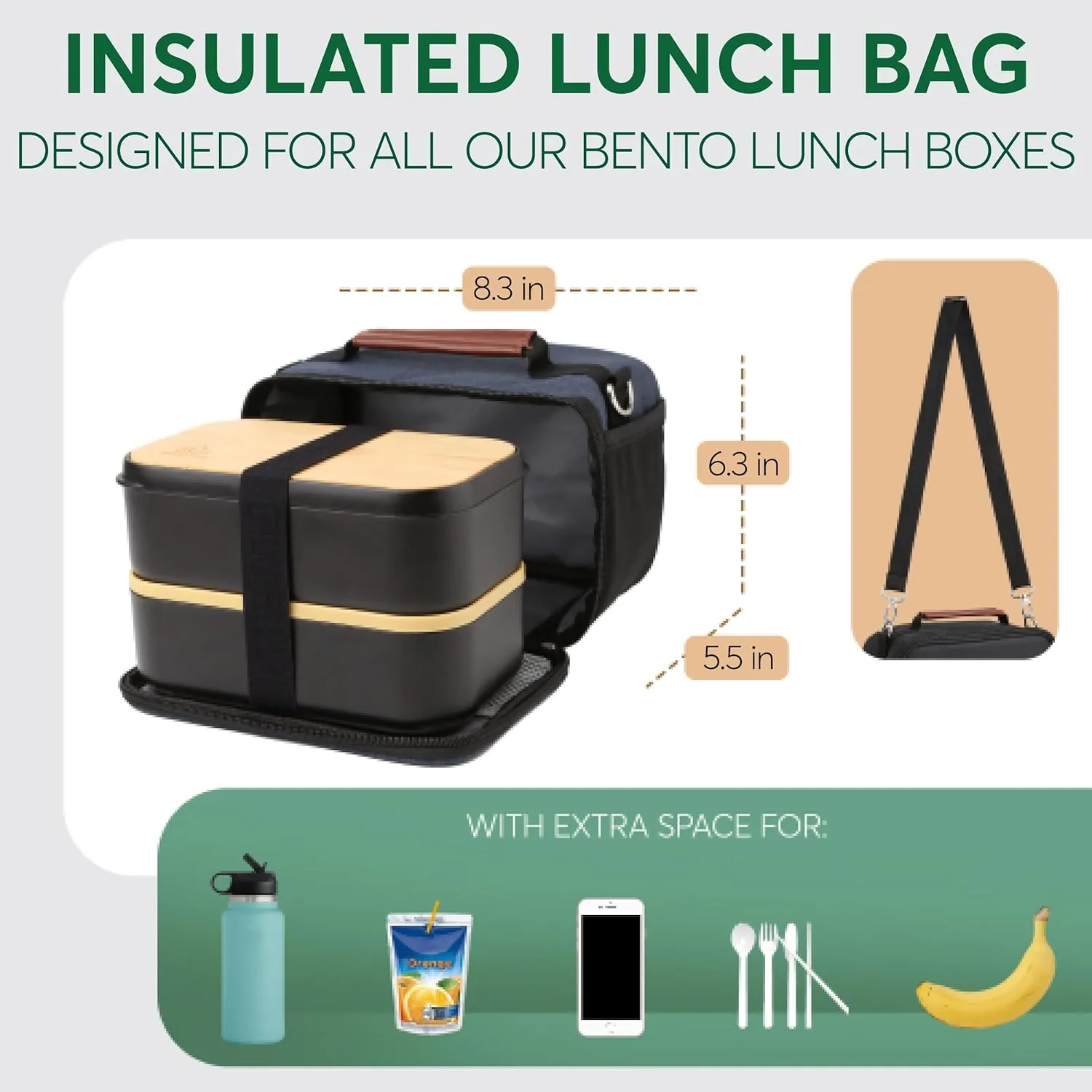 Umami Adult Lunch Box for Women/Men, Small Insulated Bag, Perfect Capacity, Reusable & Easy to Clean Office Lunch Bag for Women/Men, Practical Cooler Tote, Classic Denim