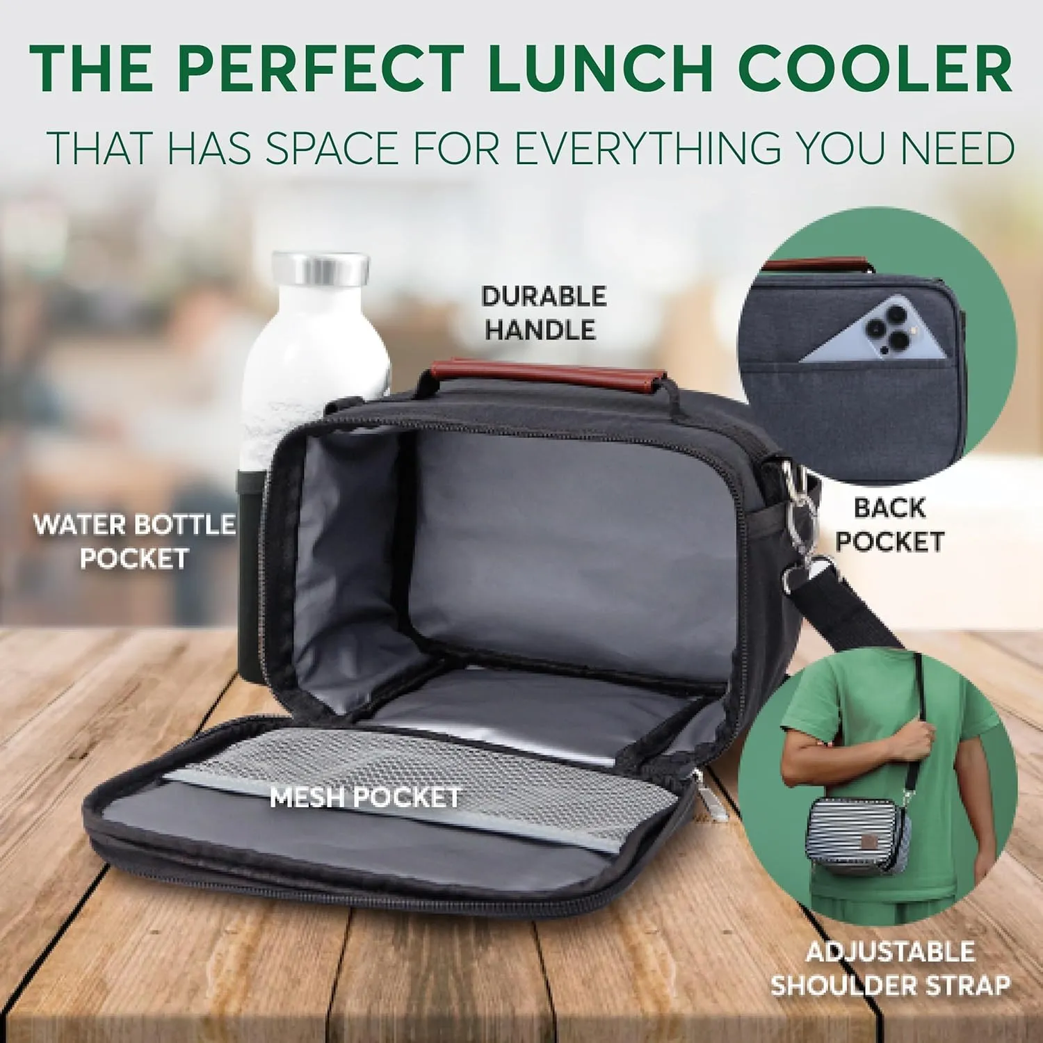 Umami Adult Lunch Box for Women/Men, Small Insulated Bag, Perfect Capacity, Reusable & Easy to Clean Office Lunch Bag for Women/Men, Practical Cooler Tote, Classic Denim