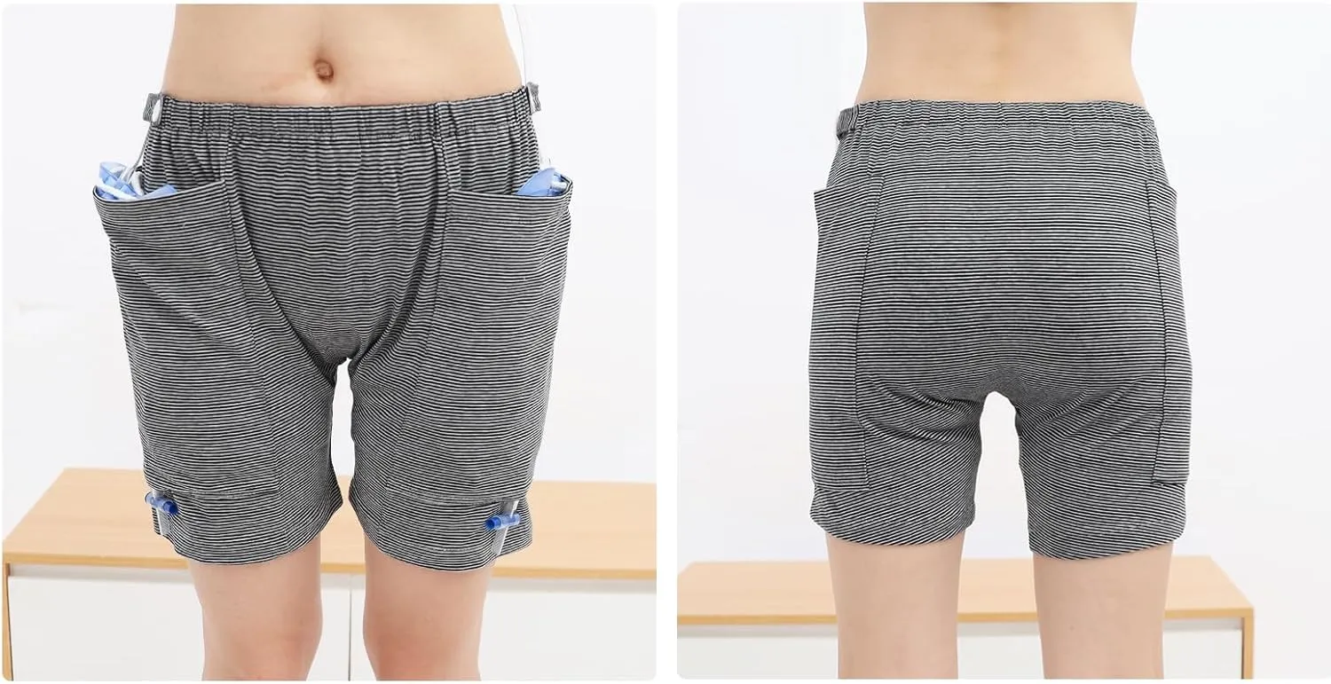 Underwear for Drainage Bag, Shorts for Nephrostomy Bag, Catheter Leg Bag Underwear Leg Bag Holder Ostomy Care Clothes (L), Grey
