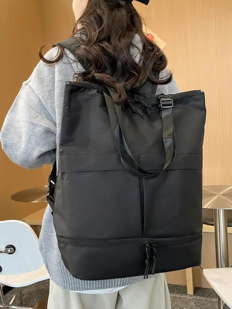 Unisex Large Capacity Durable Nylon Waterproof Travel Backpack, Gym and Work Bag.Black