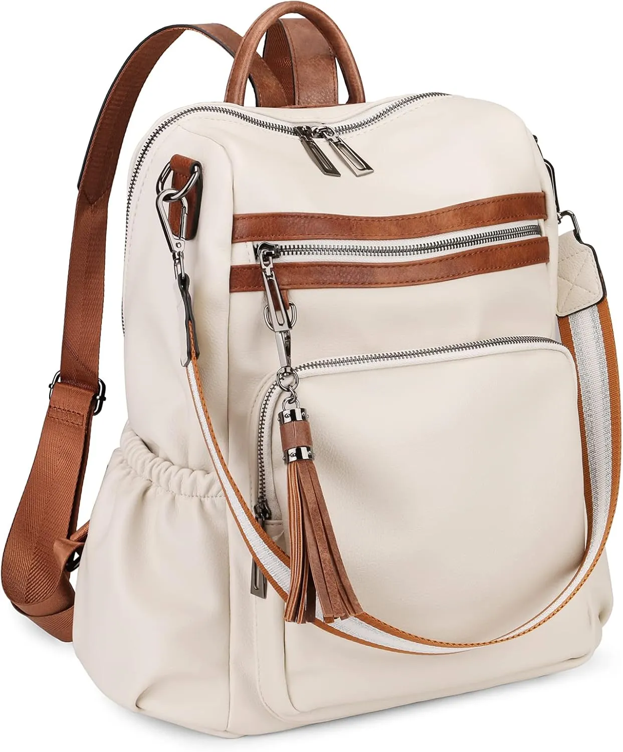 Uromee Travel Backpack Purse for Women Vegan Leather Ladies Fashion Tassel Shoulder Bag Convertible